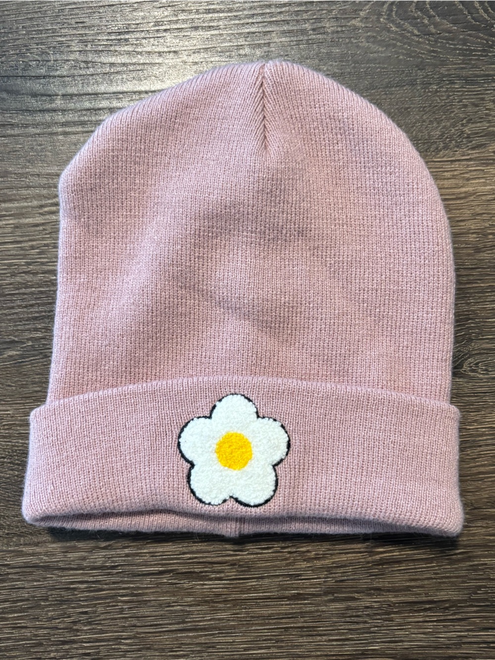 Kids Pink Daisy Beanie Hat